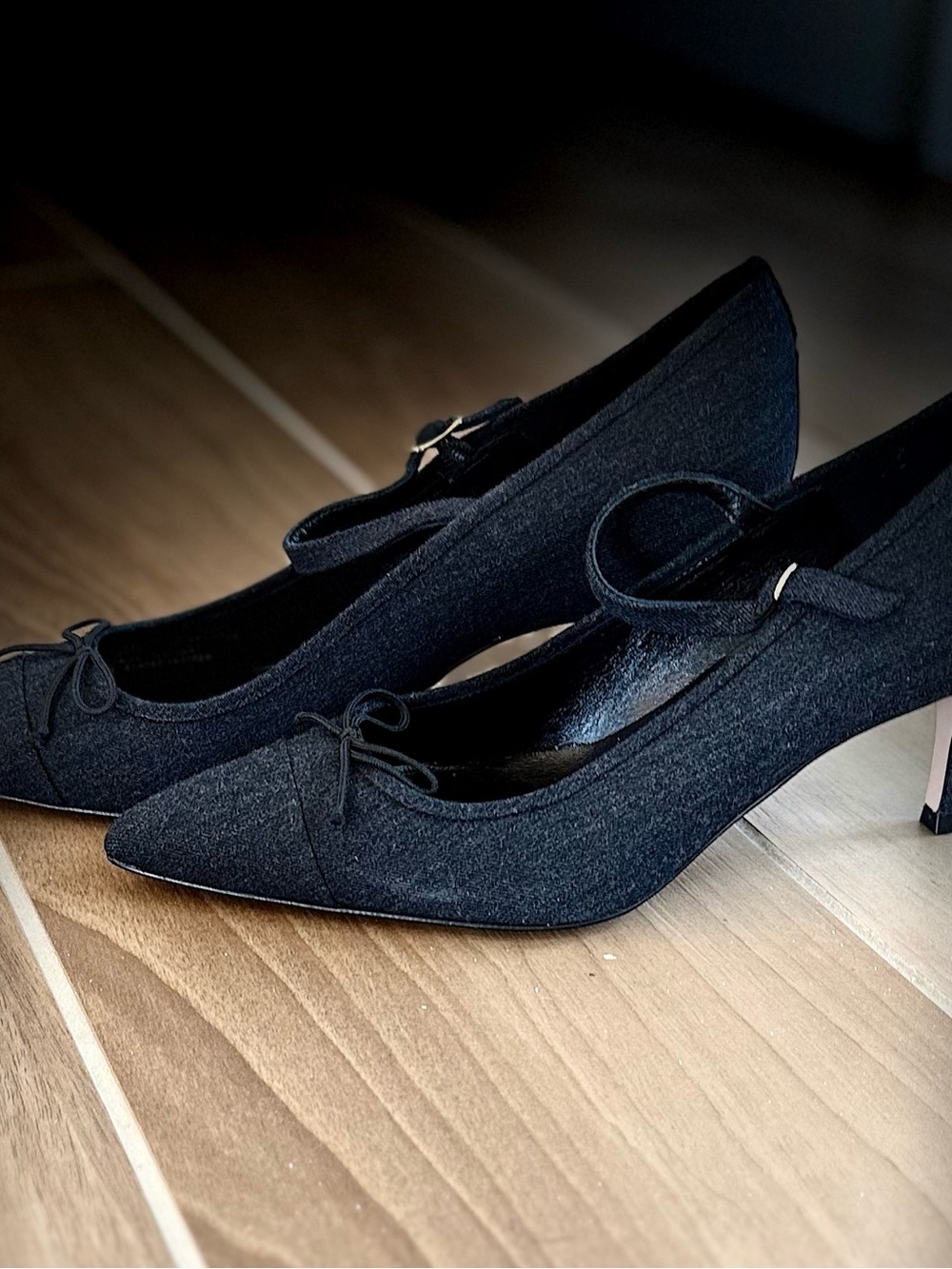 J. Crew Black Pointed-Toe Mary Jane Heels